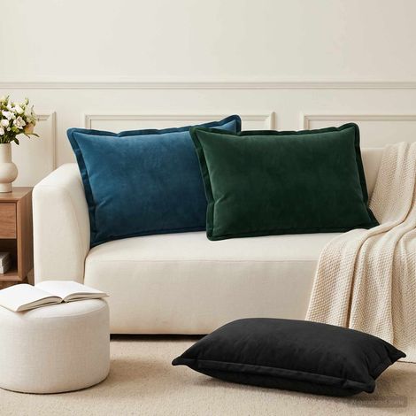 vidaXL Cojín con almohada HOUTEN 2 uds. Negro Terciopelo (1/5)