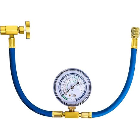 R134a Kältemittel-Füllschlauch, Kanisteranschluss mit Manometer, R-12/R-22 Schnittstelle. (1/5)