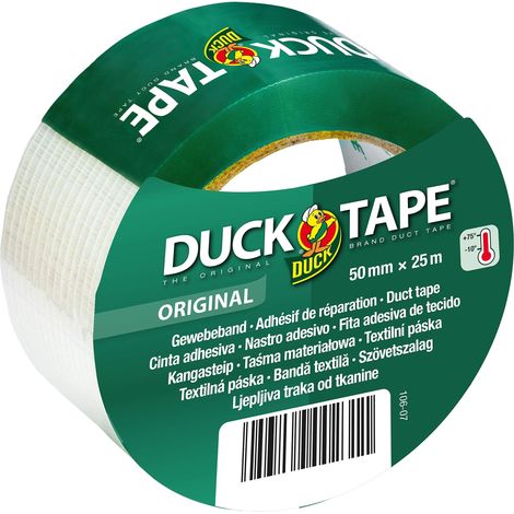 Duck Tape 106-07 - Nastro adesivo in tessuto originale, con superficie impermeabile, extra forte, per interni ed esterni, 50 mm x 25 m