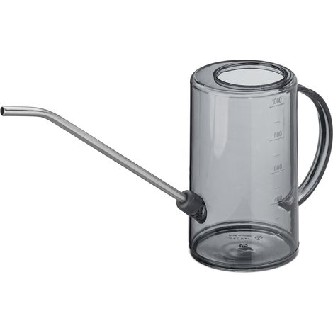 Regadera para plantas de interior y balcón 1 L con pico largo y asa práctica de plástico negro 130015298 (1/5)