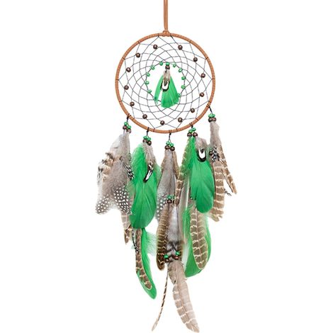 Dreamcatcher - 56 cm x 23 cm - Cercle En Fer - Plumes Synthétiques - Corde En Cuir - Pour Décoration Murale Porte Ou Intérieur - 1 Pièce (1/5)