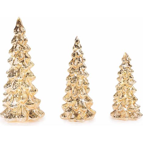 Alberi di Natale in vetro lavorato oro con luce LED, Grande: Ø 13 cm x 30 H