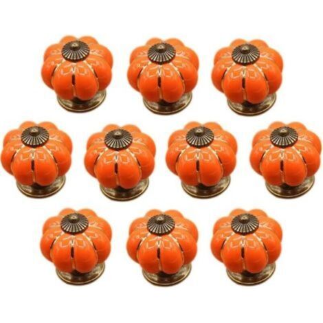 (Orange) 10 Stück Keramik-Schubladenknöpfe, Möbelknöpfe für Küchenschubladen und Schränke