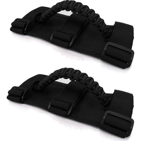Poignées de maintien pour arceau de sécurité compatibles avec JEEP Wrangler YJ TJ JK JL JT Sports Sahara Gladiator Freedom 1987-2020 (Noir) (1/5)
