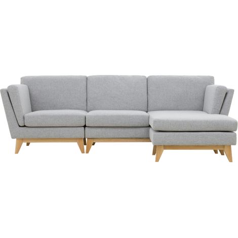 Divano angolare reversibile a 4 posti in tessuto grigio chiaro NORDEN
