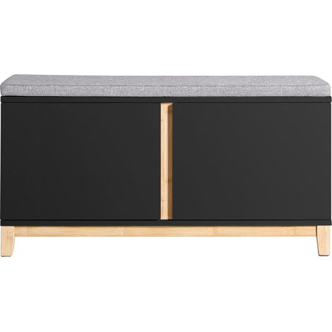 SoBuy Panca Scarpiera Ingresso Con Seduta, Cassapanca Contenitore Con 2 Ante, 90x34x46cm FSR117-SCH