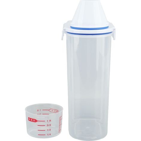 Boîte de conservation pour céréales (riz), distributeur, bec verseur hermétique, récipient de stockage alimentaire avec doseur, transparent, 2 kg, blanc (1/5)