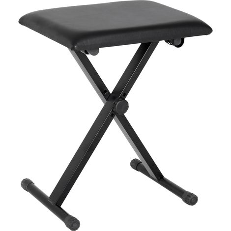 Tabouret de piano pliant réglable en hauteur avec siège en simili cuir noir 39 x 29 x 37-47 cm (1/5)
