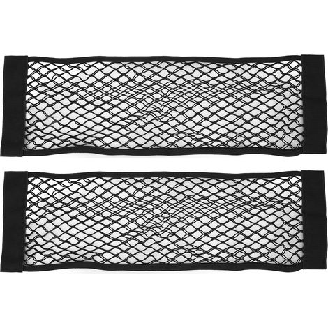 Set mit 2 schwarzen, doppellagigen Aufbewahrungsnetzen für den Kofferraum, für Handy, Schlüssel und kleine Gegenstände, 80 x 24 cm