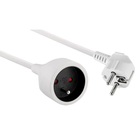 3 m weißes Verlängerungskabel, 16 A, 3G1,5 mm² Kabel, kindersicherer Stecker, für den Innen- und Außenbereich geeignet