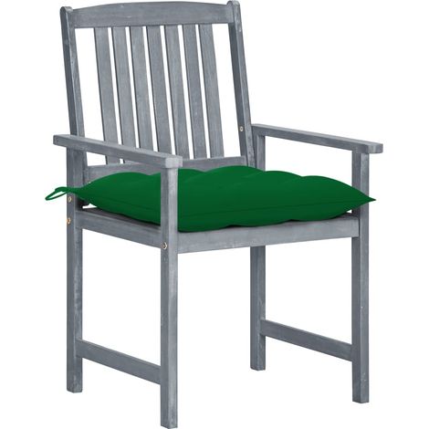 Lot de 8 Chaises de jardin et de camping avec coussins, Chaises de relaxation, Bois d'acacia solide Gris OIB6362E (1/5)