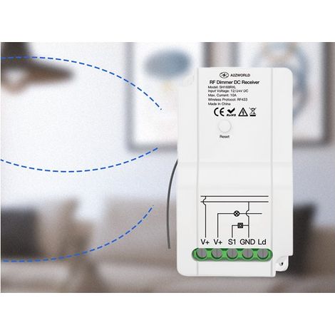 Ricevitore RF DC Led Dimmer Senza Fili 12V 24V 10A Ingresso Radio Frequenza e Pulsante NO