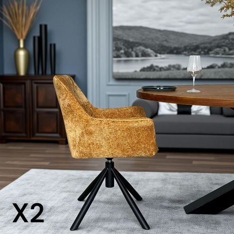 Fauteuil de table pivotant tissu moutarde (lot de 2) IENA (1/5)