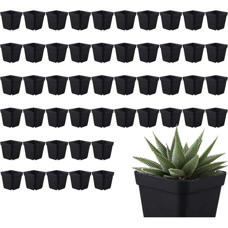 Pots de semis génériques, pots de fleurs carrés, 10 x 8 cm, contenants de plantation, accessoires de jardinage, matériau authentique pour une utilisation intérieure et extérieure, légumes, plantes suc (1/4)