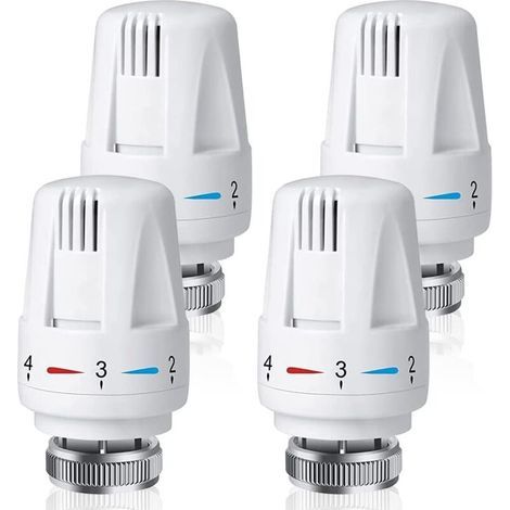 Lot De 4 Vanne Thermostatique Radiateur, Tête Thermostatique Radiateur M30 x 1,5, Robinet Thermostatique Radiateur pour La Maison Et Le Bureau, Remplacement de Thermostat de Radiateur (1/4)
