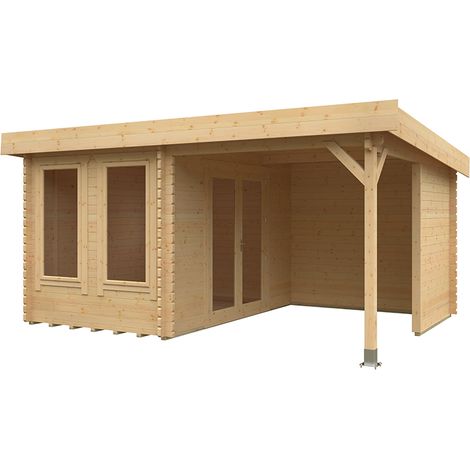 16x12 The Lulworth 44mm Cabin - L475 x W355 x H243.8 cm - Solid Wood/Softwood/Pine - Natural