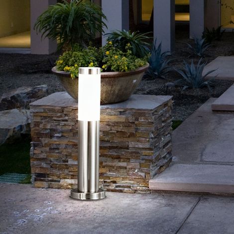 Lampada da terra a LED in acciaio inox percorso da giardino illuminazione per esterni supporto per patio luce argento (1/5)