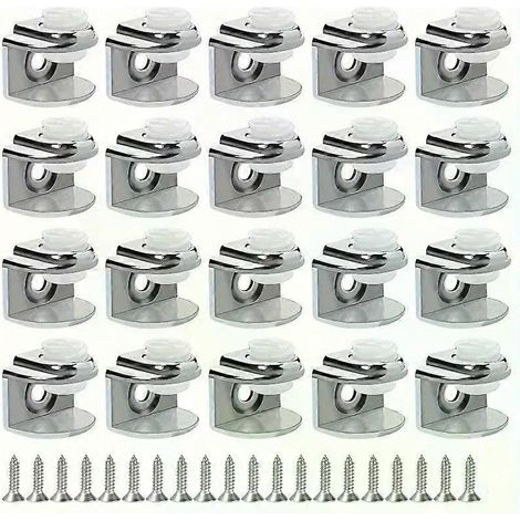 Glashalterungen: 20 Stück pro Packung, verstellbare Glasklemmen aus Zinklegierung, geeignet für 4–9 mm dickes Glas (1/4)