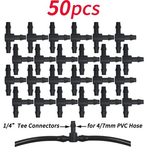 (C-50PCS) Supports de tige fixes à crochet en C de 1/4'' pour tuyau de 4/7 mm, pots de fleurs, système d'irrigation goutte à goutte, serres et serres. (1/4)