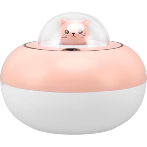 Humidificateur d'air miniature en forme de chat mignon, portable et silencieux, avec prise USB rose, idéal pour la maison et le bureau. (1/5)