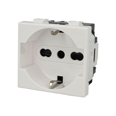 Presa Schuko Bivalente 2P+T 16A Bianco Compatibile Bticino Matix (1/3)