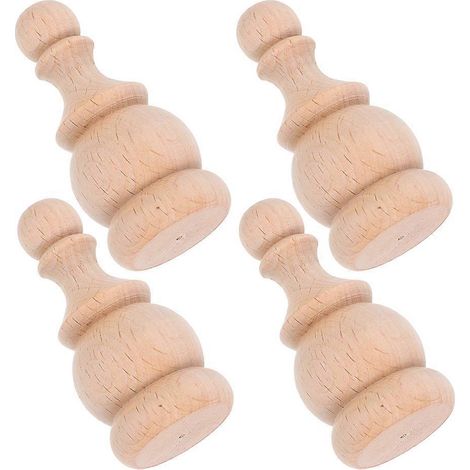 Lot de 4 embouts décoratifs en bois pour poteaux : style victorien, pin brut - Boule décorative et pointe pour poteaux de porche, balustrades de terrasse et chapeaux de poteaux d'escalier (1/5)