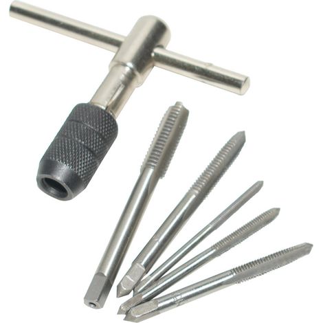6 PCS Einstellbarer metrischer T-Griff-Gewindebohrer-Satz M6/M7/M8/M10/M12 Gewindeschneidwerkzeug Handgewindebohrer-Set