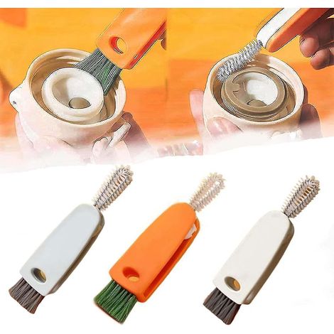 Lot de 3 brosses de nettoyage 3 en 1 pour bouchons de bouteille - Brosse multifonctionnelle pour nettoyer les joints des bouchons et des couvercles de tasses (1/5)