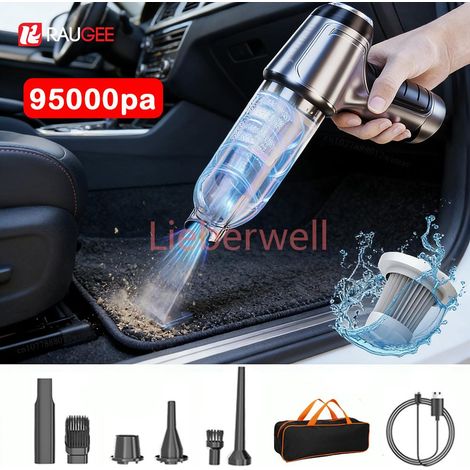 Aspirateur de voiture 95000pa aspirateur à forte aspiration pour voiture sans fil portable Machine de nettoyage sous vide automatique pour voiture,Basic 4Filter Bag (1/4)