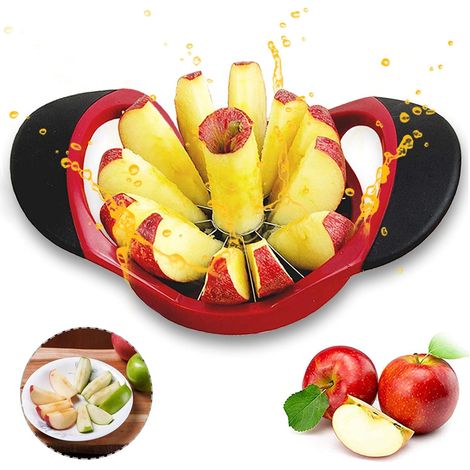 Affetta mele, affetta mele in acciaio inox, separatore di mele, taglia mele, affetta frutta, per mele, pere e verdure (17,70 x 1057 cm, rosso e nero) (1/5)