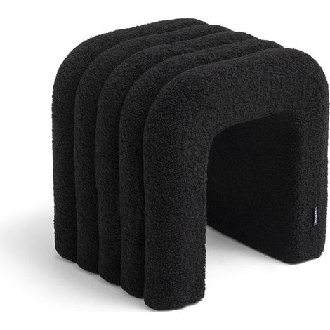 Tabouret rembourré en tissu bouclette - Noir - MUI