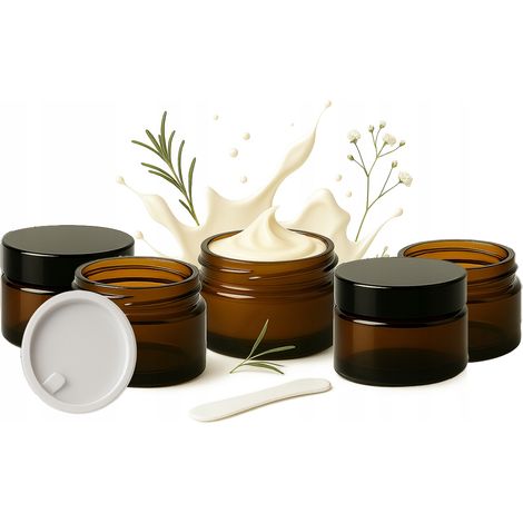 5 braune Glastiegel 20g Dunkelglas für Cremeproben und Balsame (1/5)