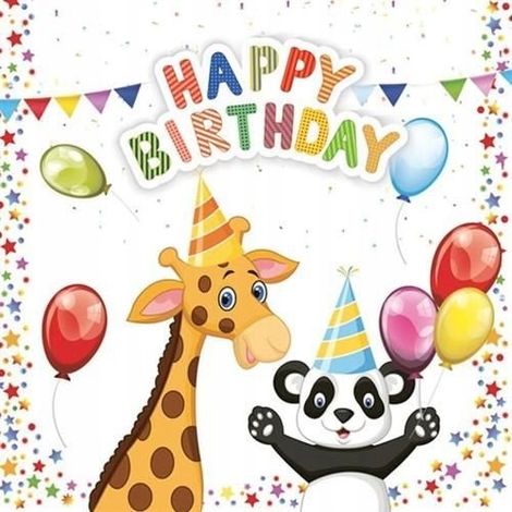 Servilletas de cumpleaños con diseño de animales, 33x33 cm, 20 unidades, 1 paquete.