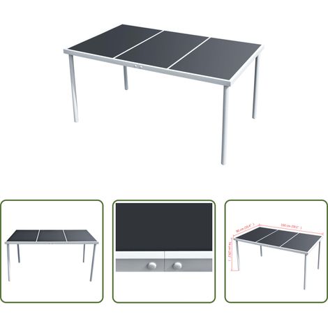 Terrassen Esstisch -  Gartentisch 150x90x74 cm Schwarz Stahl (1/5)