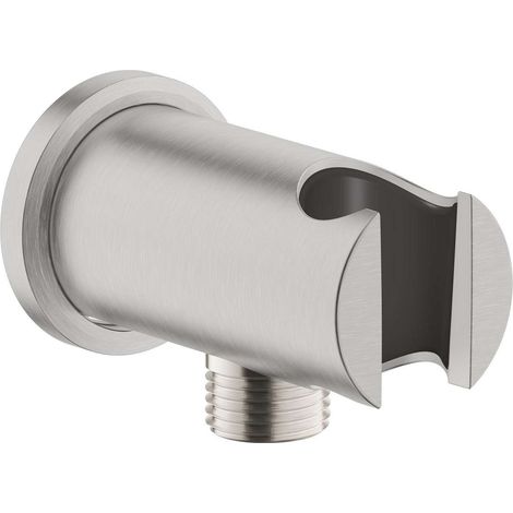 Grohe Rainshower - Presa d'acqua parete a gomito con supporto per doccino, superacciaio 26658DC0 (1/2)