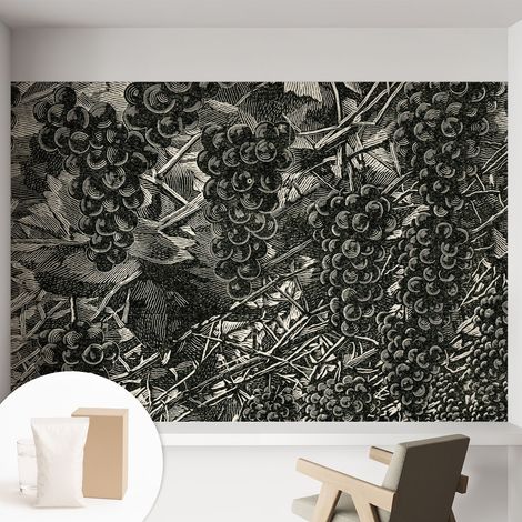 Papier peint intissé décoratif avec colle pour salon chambre et bureau Installation rapide Imprimé raisin 152x104 cm (1/5)