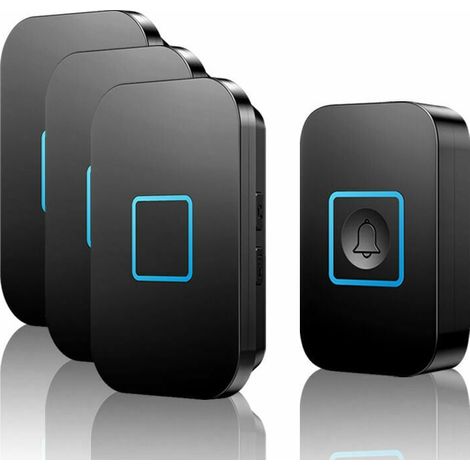 Campanello senza fili, set di campanelli senza fili, portata 400 m, campanello per porta d'ingresso esterno impermeabile IP55 con 3 ricevitori plug-in, 60 melodie, 5 livelli di volume, basta collegarl (1/4)
