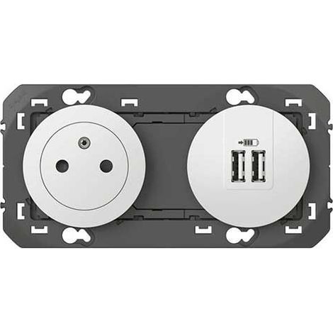 Legrand DOOXIE enchufe eléctrico blanco con doble USB