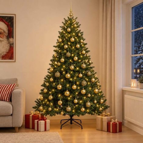 vidaXL Árbol de Navidad artificial con bolas 180 cm 300 LED (1/5)
