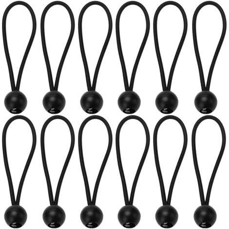 FENOPLASTICA12 Pieces Tarpaulin Tensioners with Ball, Cable Ties, Elastic Tensioner, Rubber Tensioner for Tarpaulin Support, Banner, Curtains Extension Harness, 15cm (1/5)
