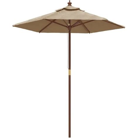 Parasol de jardin avec mât en bois gris-brun, dimensions : 196 x 231 cm (1/5)