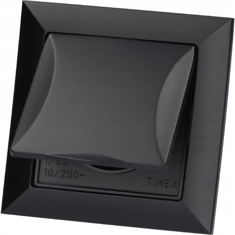 Prise électrique simple noire, encastrée, 16A, IP20, 1 pc. (1/2)