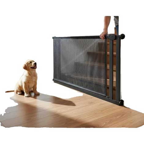 Puerta retráctil, cerradura de seguridad, para uso interior/exterior, color negro. (1/2)