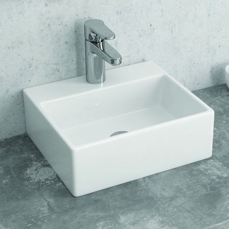 Lavabo piccolo da appoggio 33 cm in ceramica bianca  Litos-233 kamalu