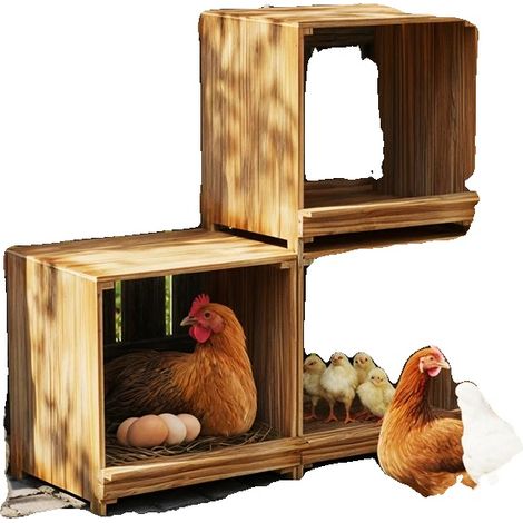 Nido per galline, in legno di pino, dimensioni complessive 105x30x36 cm, 3 scomparti, peso 6,15 kg, singolo scomparto 35x30x36 cm (1/5)