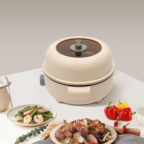 Mini casserole électrique, petite casserole électrique portable de type rond, casserole électrique anti - adhésive de 1,5 l, 21,5  9,5 cm