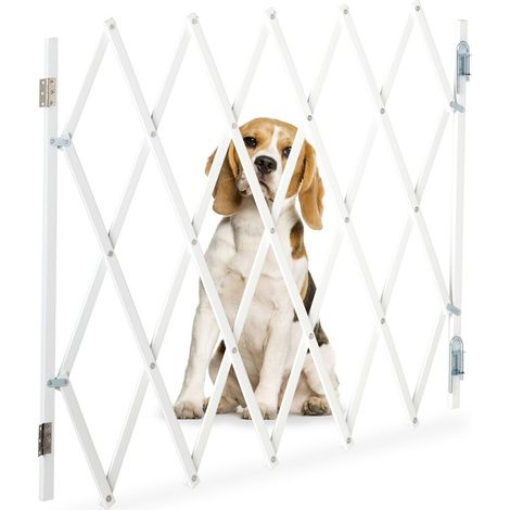 Barriera estensibile per cani, bianca, bambù, larghezza regolabile
