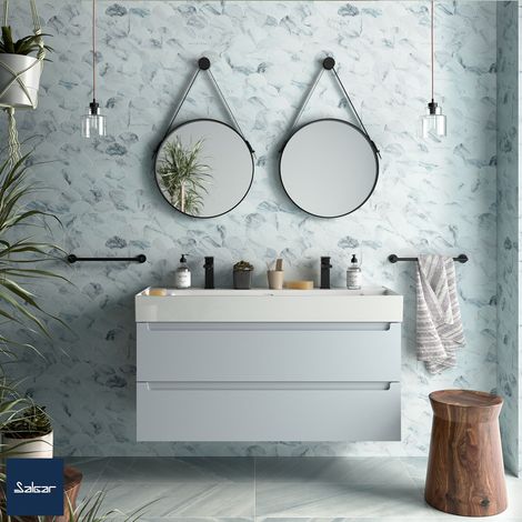 Salgar Schrank wandhängend MONTERREY 1200 2 Metallauszug mit Softeinzug BLUE FOG 1197 x 540 x 450 mm (1/4)