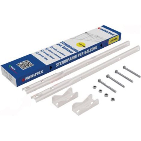 STENDIBINACHERIA FISSO X BALCONE VERNICIATO BIANCO 2ASTE FISSE MAX 15KG MINUTEX (1/3)