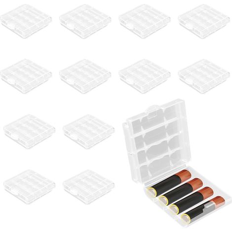 12-teilige Kunststoff-Batteriebox, Batterie-Aufbewahrungsbox für AAA- und AA-Batterien, Schutz und Organisation wiederaufladbarer Batterien, stabiles Kunststoffgehäuse, platzsparend und schützend (1/5)